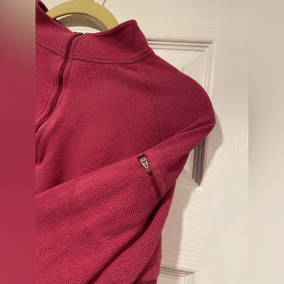 L.L. Bean Size XL Pink Mock Neck Floral Print Quarter Zip Fleece Top Zip Pocket - Picture 2 of 10
